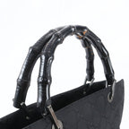 Gucci Bamboo GG Nylon 002 Handbag Tote Leather Black — view 2