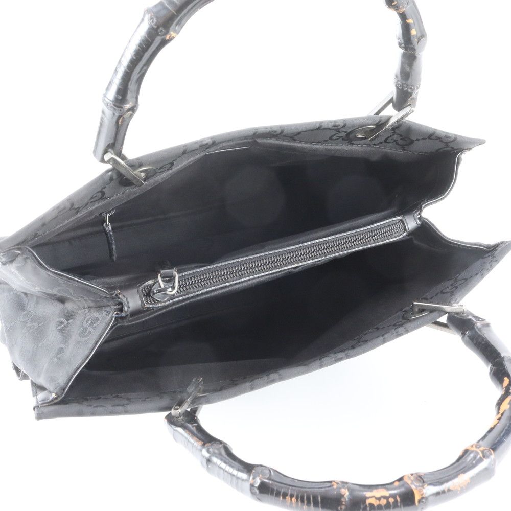 Gucci Bamboo GG Nylon 002 Handbag Tote Leather Black — view 7