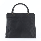 Gucci Bamboo GG Nylon 002 Handbag Tote Leather Black — view 3