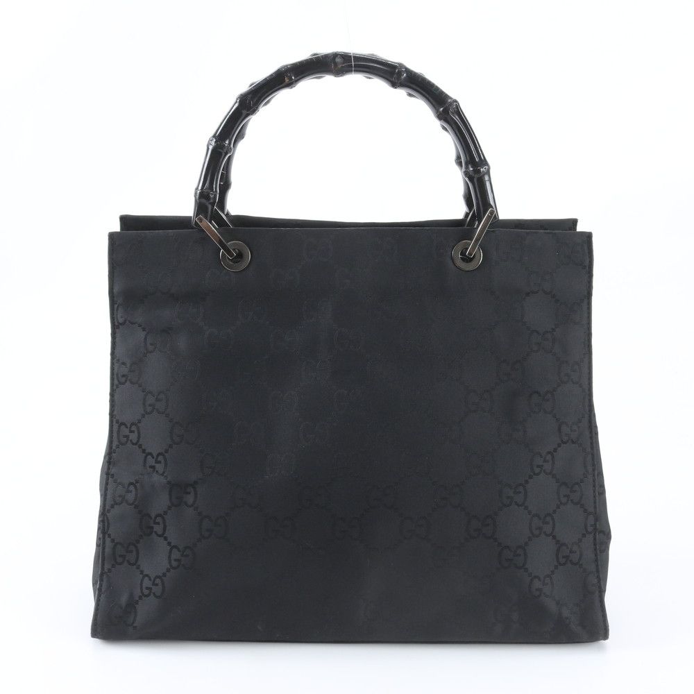 Gucci Bamboo GG Nylon 002 Handbag Tote Leather Black — view 3