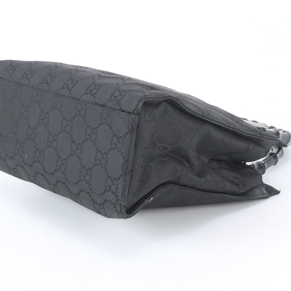 Gucci Bamboo GG Nylon Leather Tote Shoulder Hand Black — view 4