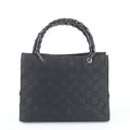 Gucci Bamboo GG Nylon Leather Tote Shoulder Hand Black