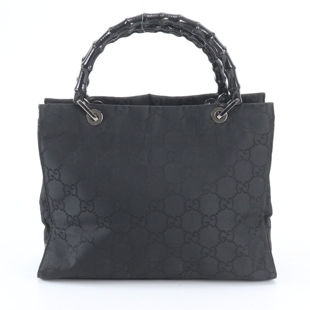 Gucci Bamboo GG Nylon Leather Tote Shoulder Hand Black — view 3
