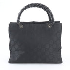 Gucci Bamboo GG Nylon Leather Tote Shoulder Hand Black — view 3