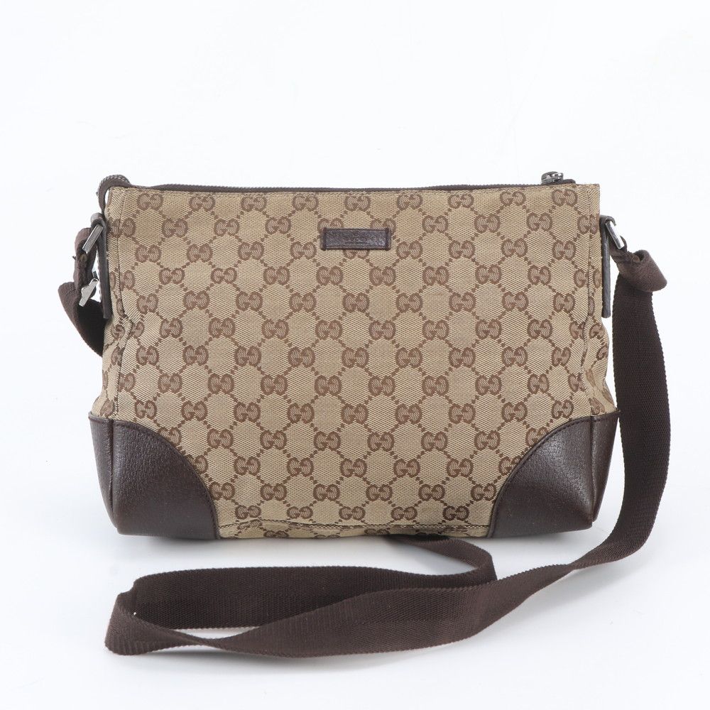 Gucci GG Canvas Leather Shoulder Bag Crossbody Messenger Business Tote