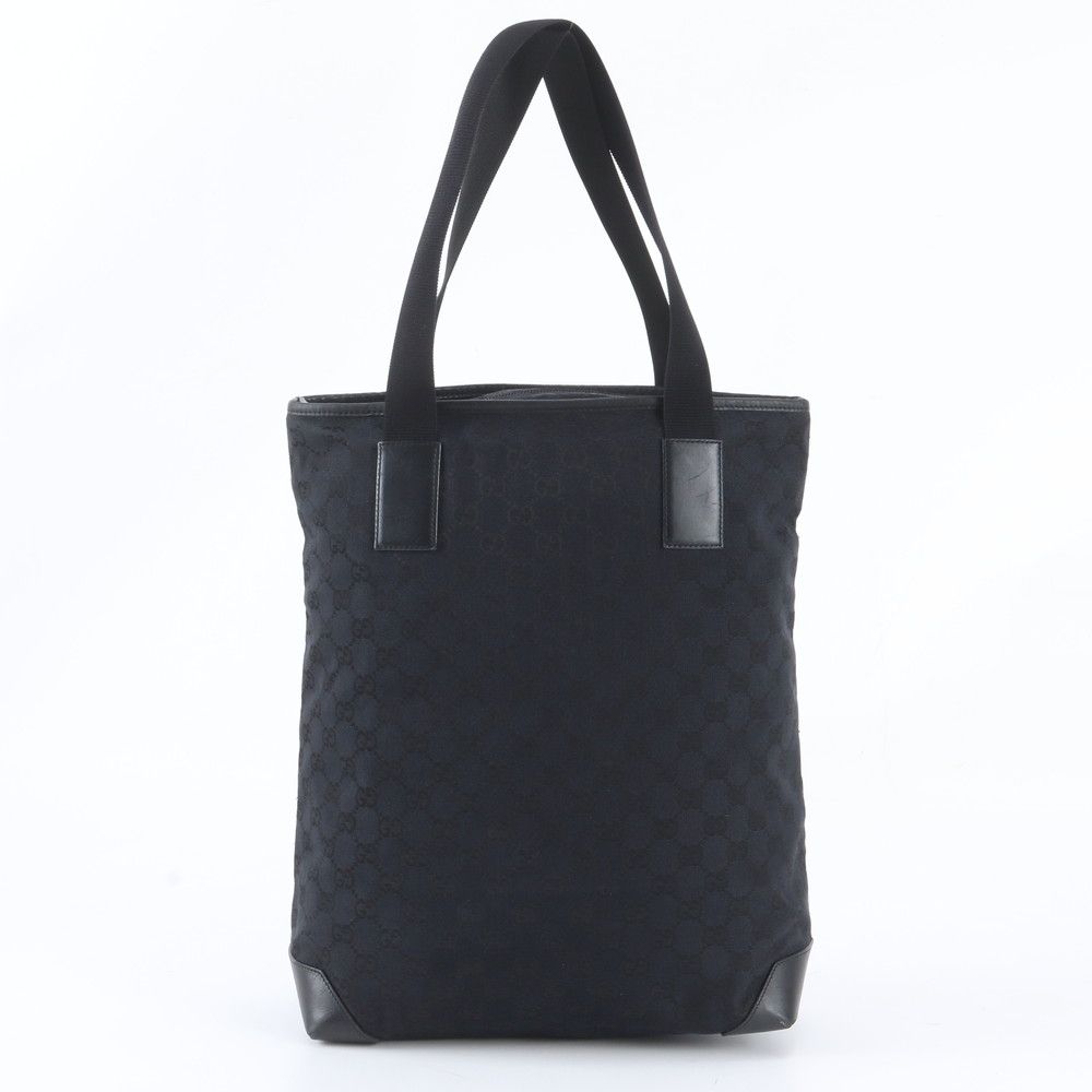 Gucci GG Canvas Leather Tote Shoulder Business Black — view 3