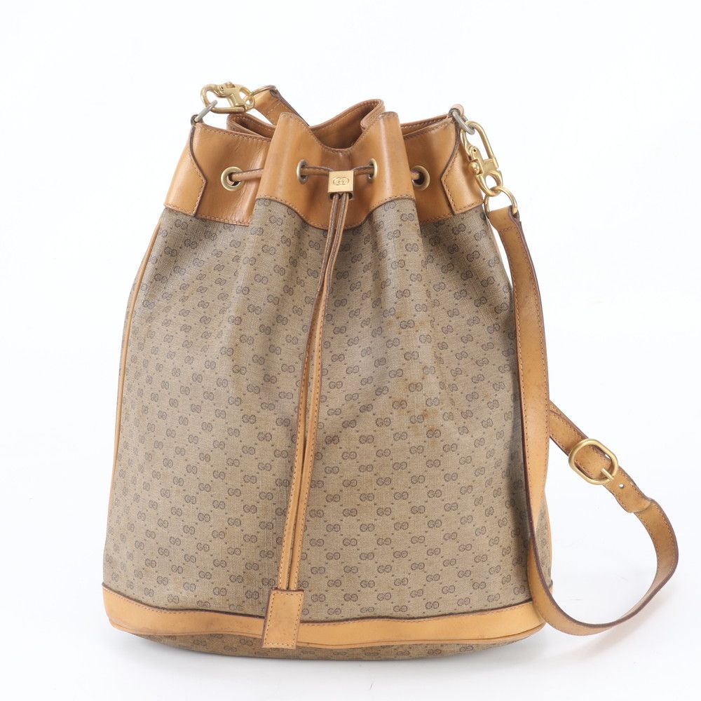 Gucci O'ludo Micro GG Drawstring Leather Shoulder Bag Crossbody