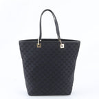 Gucci GG Canvas Leather Tote Shoulder Hand Black
