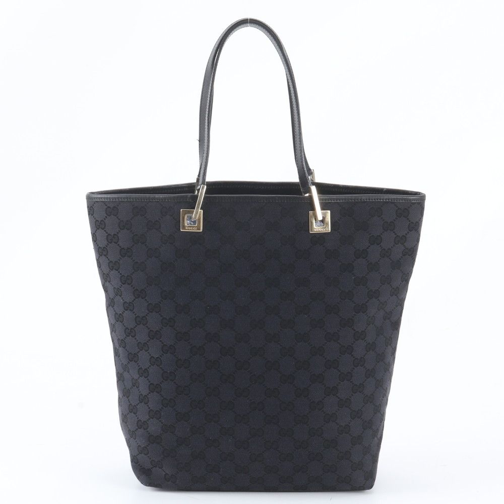 Gucci GG Canvas Leather Tote Shoulder Hand Black — view 3