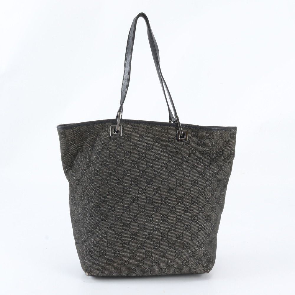 Gucci GG Canvas Leather Tote Shoulder Hand Black — view 3
