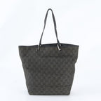 Gucci GG Canvas Leather Tote Shoulder Hand Black