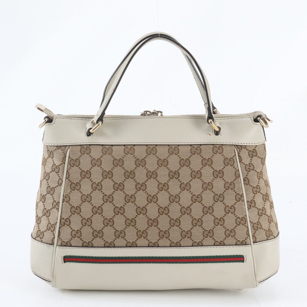 Gucci GG Canvas Mayfair Ribbon Leather Tote Shoulder Hand — view 3