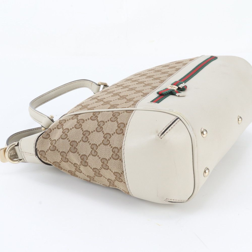 Gucci GG Canvas Mayfair Ribbon Leather Tote Shoulder Hand — view 5