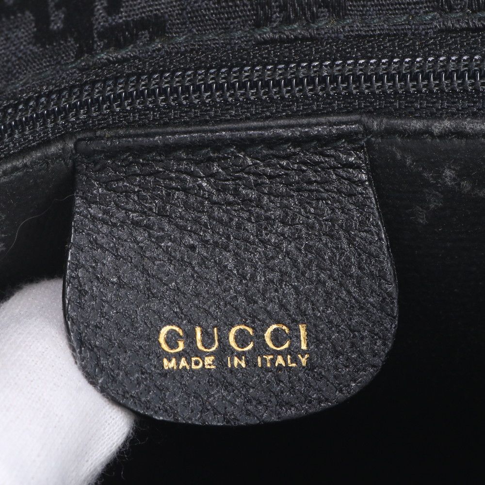 Gucci Vintage Leather Canvas Shoulder Bag Crossbody Black — view 8