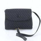 Gucci Vintage Leather Canvas Shoulder Bag Crossbody Black