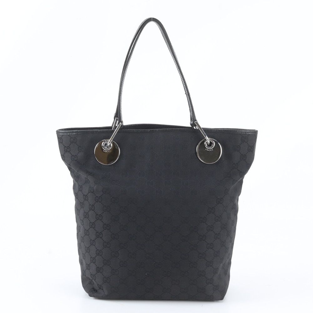 Gucci GG Canvas Leather Tote Shoulder Hand Black — view 3