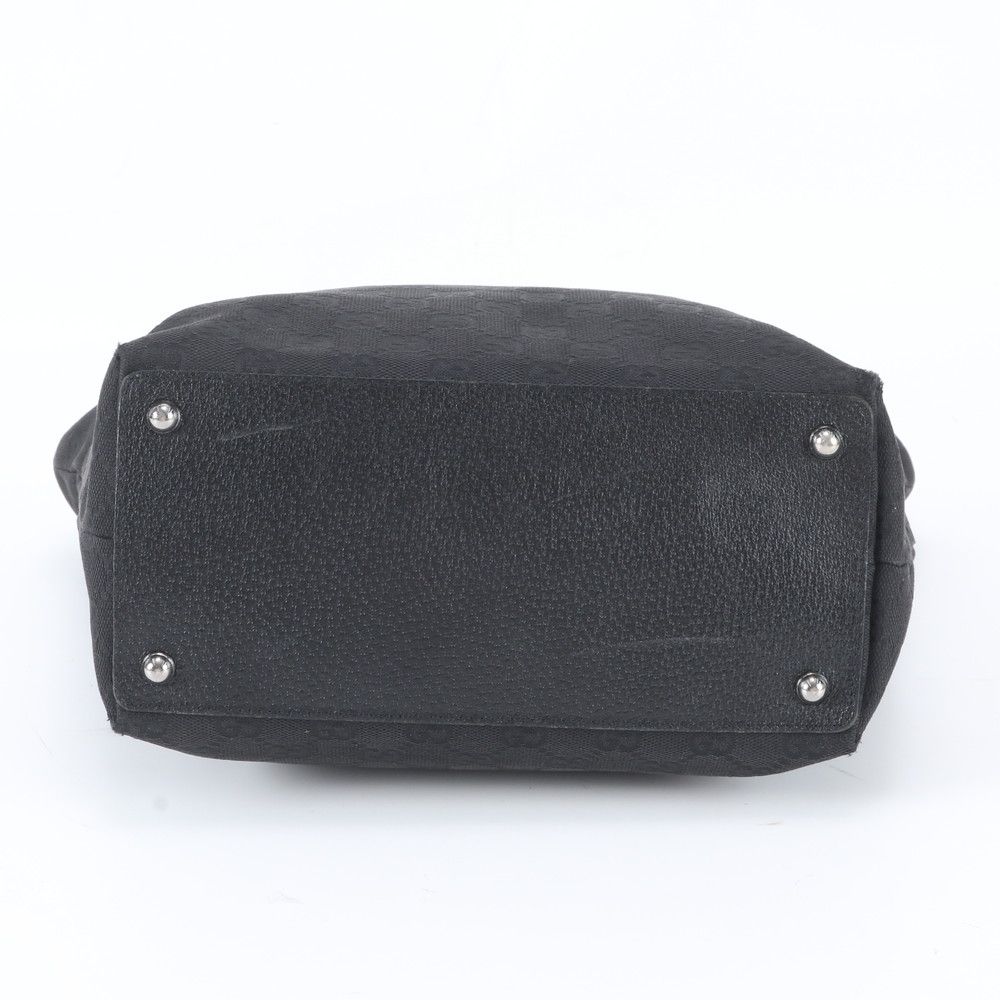 Gucci GG Canvas Leather Tote Shoulder Hand Black — view 6