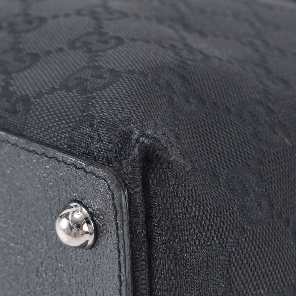 Gucci GG Canvas Leather Tote Shoulder Hand Black — view 8