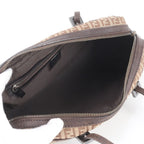 Fendi Zucchino Canvas Leather Handbag Tote Brown — view 7