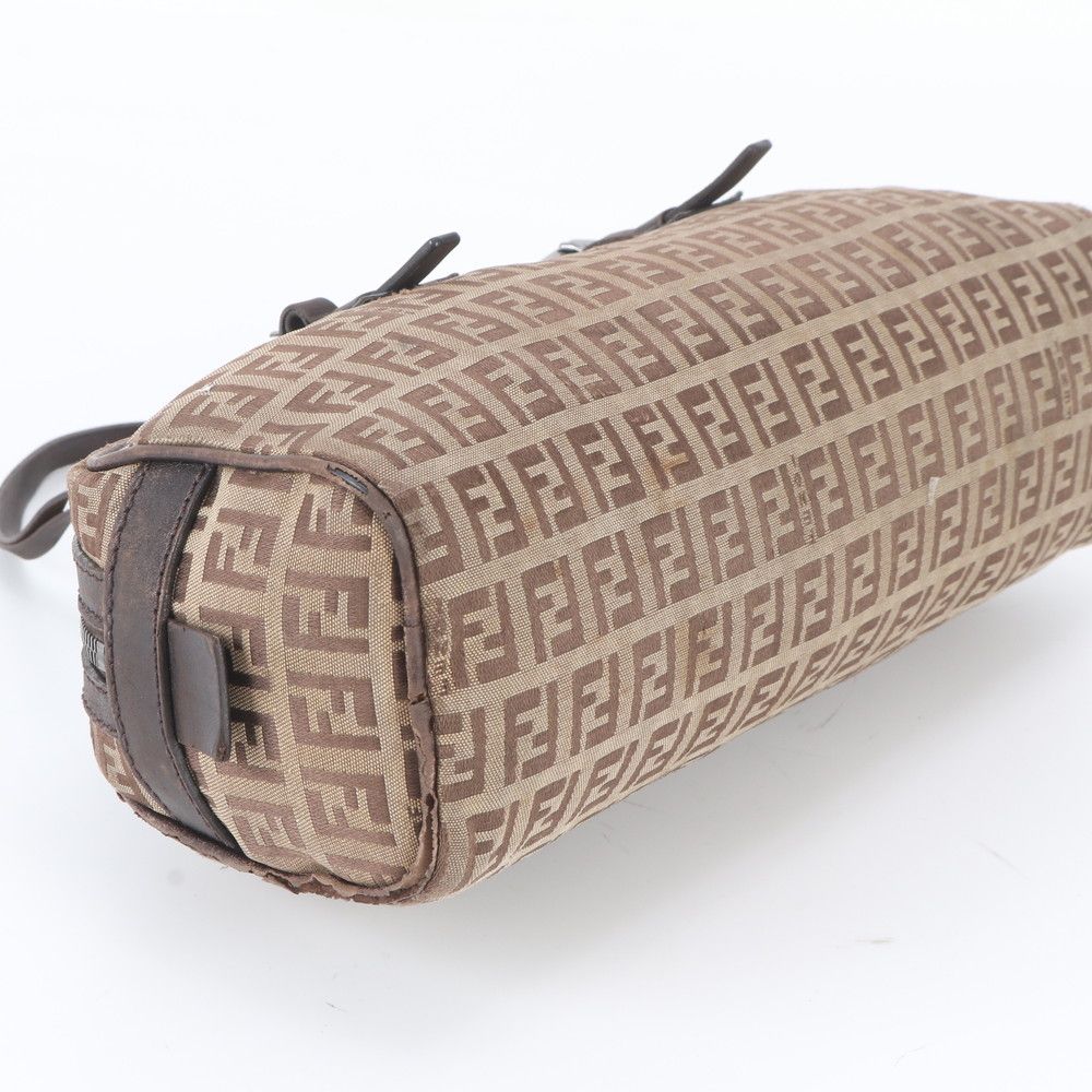 Fendi Zucchino Canvas Leather Handbag Tote Brown — view 5
