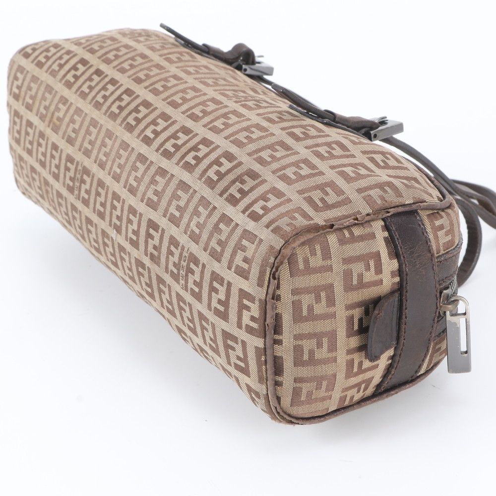 Fendi Zucchino Canvas Leather Handbag Tote Brown — view 4