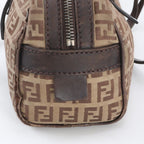 Fendi Zucchino Canvas Leather Handbag Tote Brown — view 9