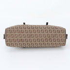 Fendi Zucchino Canvas Leather Handbag Tote Brown — view 6