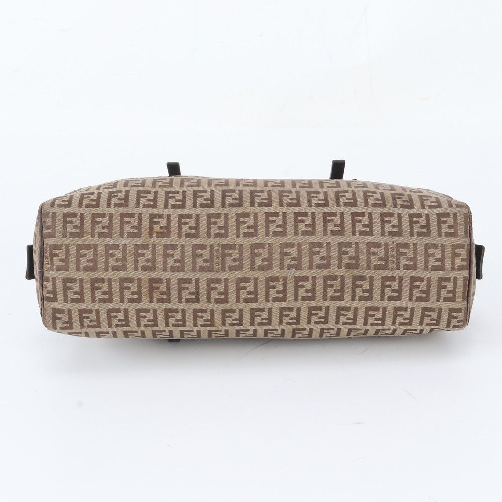Fendi Zucchino Canvas Leather Handbag Tote Brown — view 6
