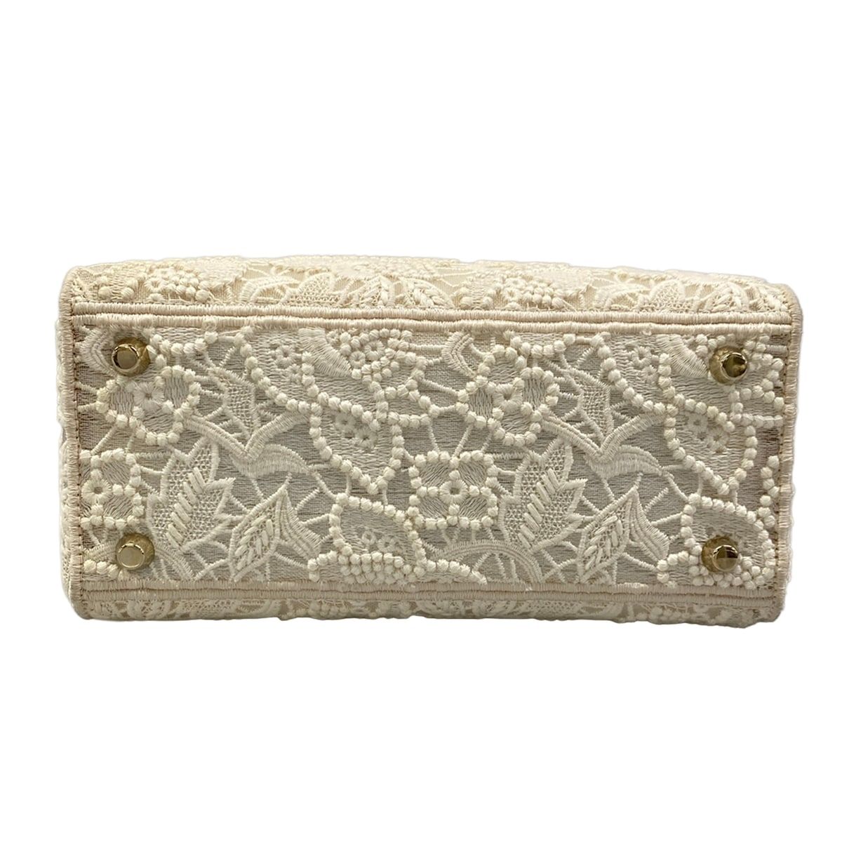 Dior Handbag Light Bag White Lace Flower Embroidery Gold — view 5