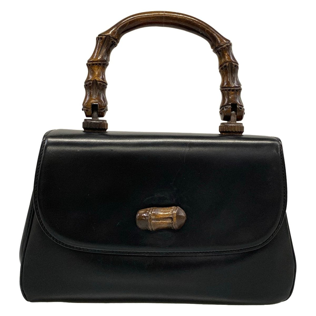 Gucci Handbag Bamboo Black Leather
