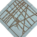 Hermes Scarf Petit Carre Light Blue Gray Ivory Bolduc Ribbon Pattern