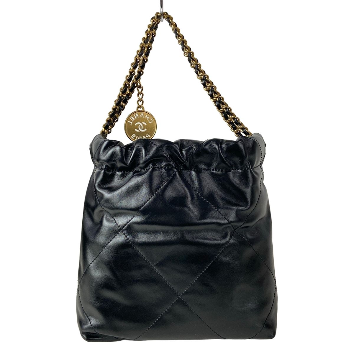 Chanel Handbag 22 Mini Black Chain Handle Vintage Gold Metal — view 3