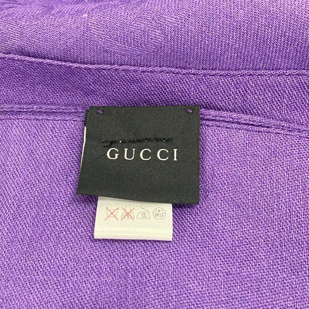 Gucci Shawl Purple GG Pattern Wool Silk Scarf — view 2