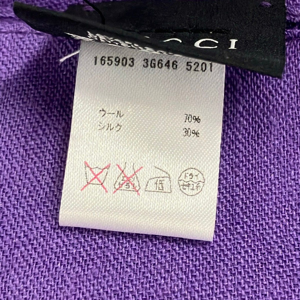 Gucci Shawl Purple GG Pattern Wool Silk Scarf — view 3