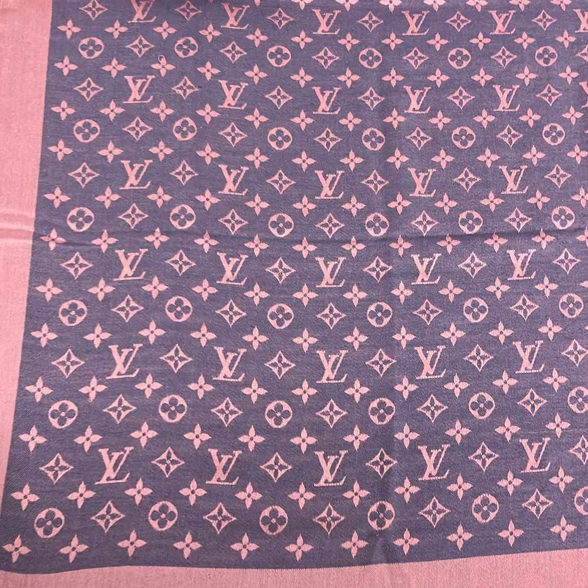 Louis Vuitton Shawl Monogram Denim Rose Corail Wool Scarf — view 3