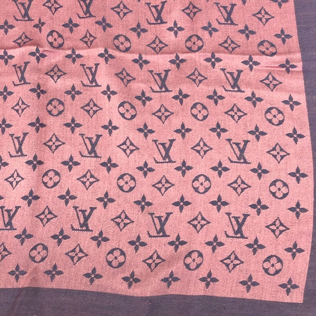 Louis Vuitton Shawl Monogram Denim Rose Corail Wool Scarf — view 4