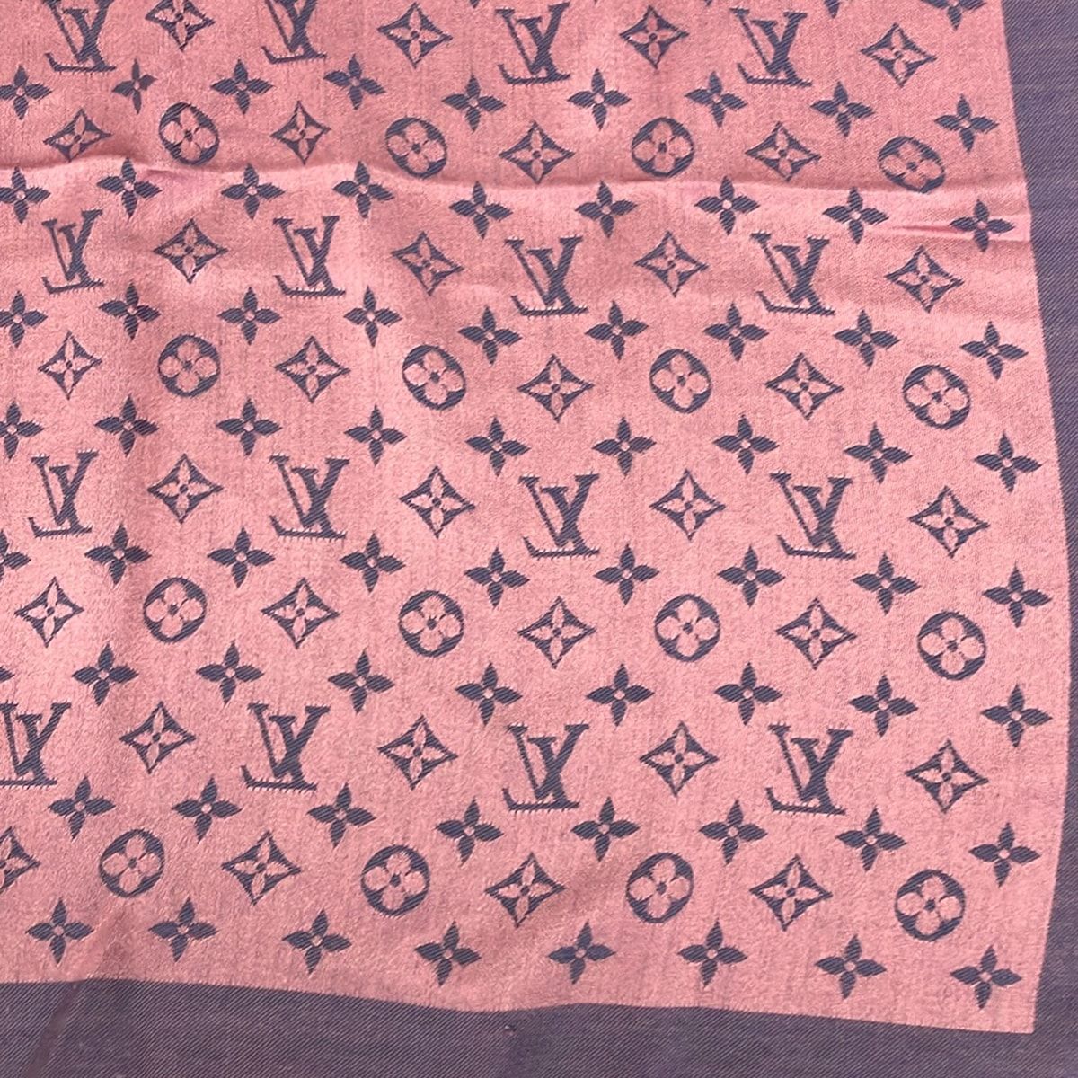 Louis Vuitton Shawl Monogram Denim Rose Corail Wool Scarf — view 4