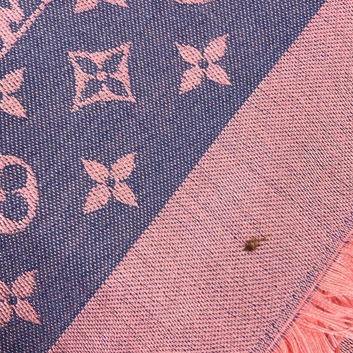 Louis Vuitton Shawl Monogram Denim Rose Corail Wool Scarf — view 5