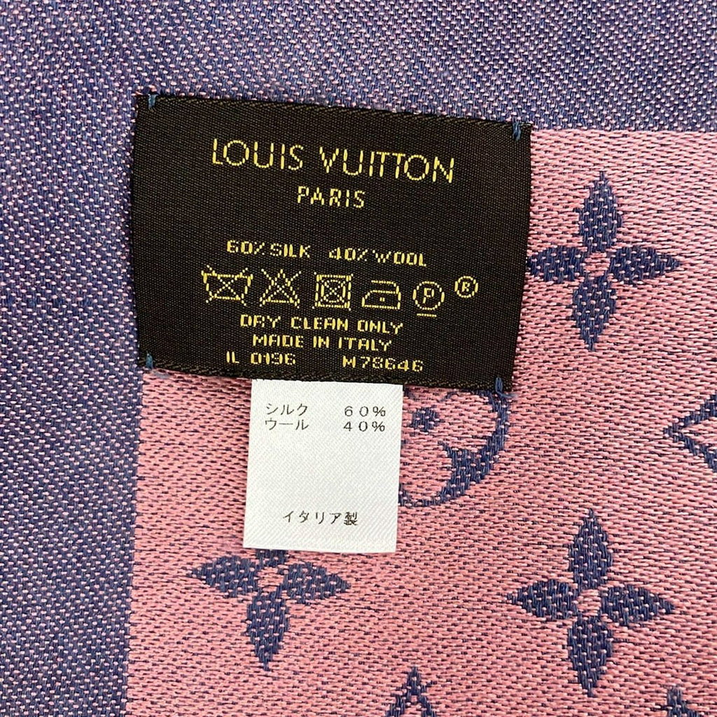 Louis Vuitton Shawl Monogram Denim Rose Corail Wool Scarf — view 2