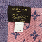 Louis Vuitton Shawl Monogram Denim Rose Corail Wool Scarf — view 2