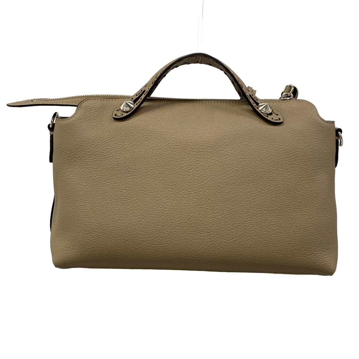 Fendi Handbag by the Way Selleria Gray Beige Leather — view 3