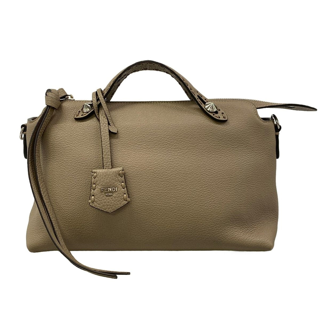 Fendi Handbag by the Way Selleria Gray Beige Leather