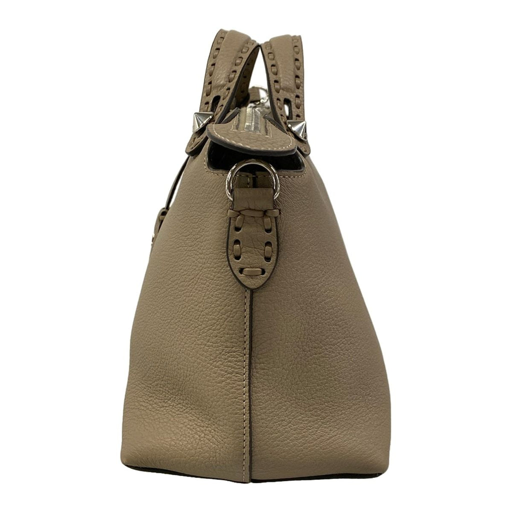 Fendi Handbag by the Way Selleria Gray Beige Leather — view 4