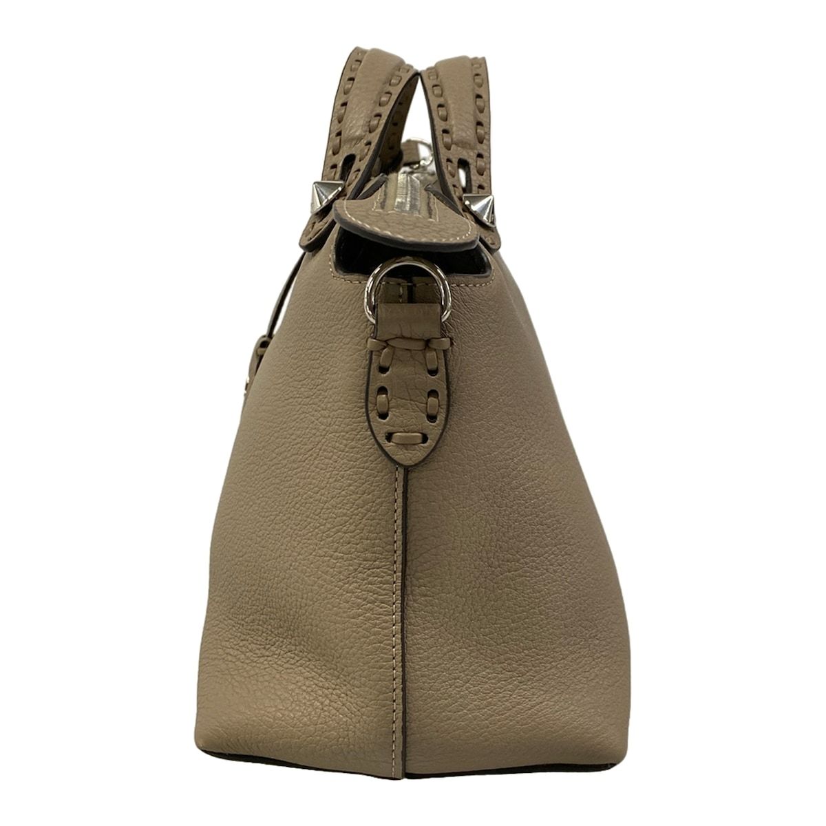Fendi Handbag by the Way Selleria Gray Beige Leather — view 4