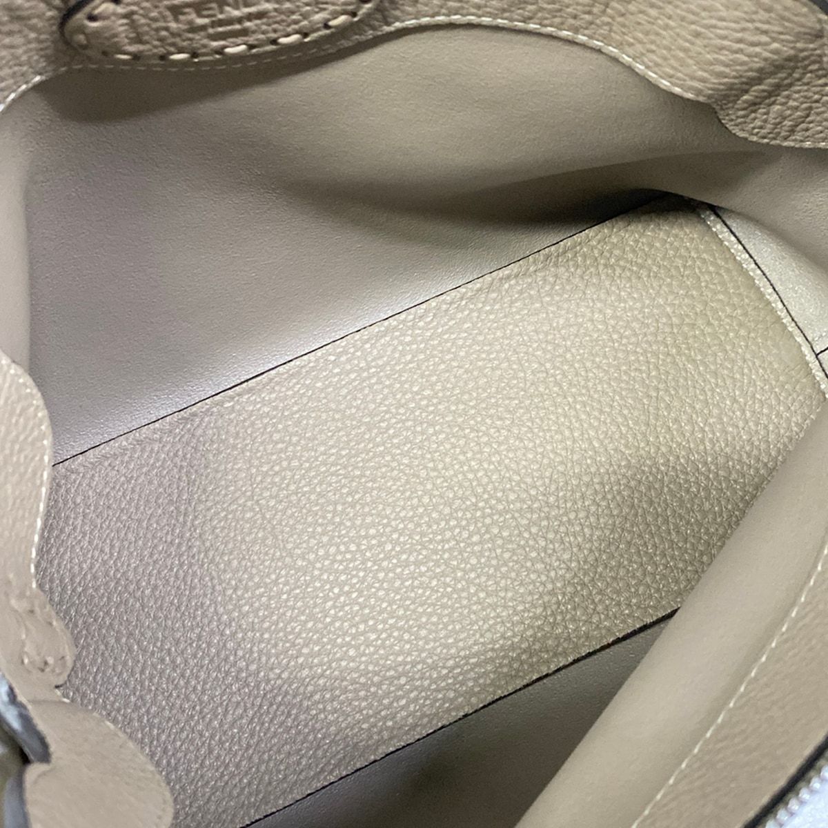 Fendi Handbag by the Way Selleria Gray Beige Leather — view 7