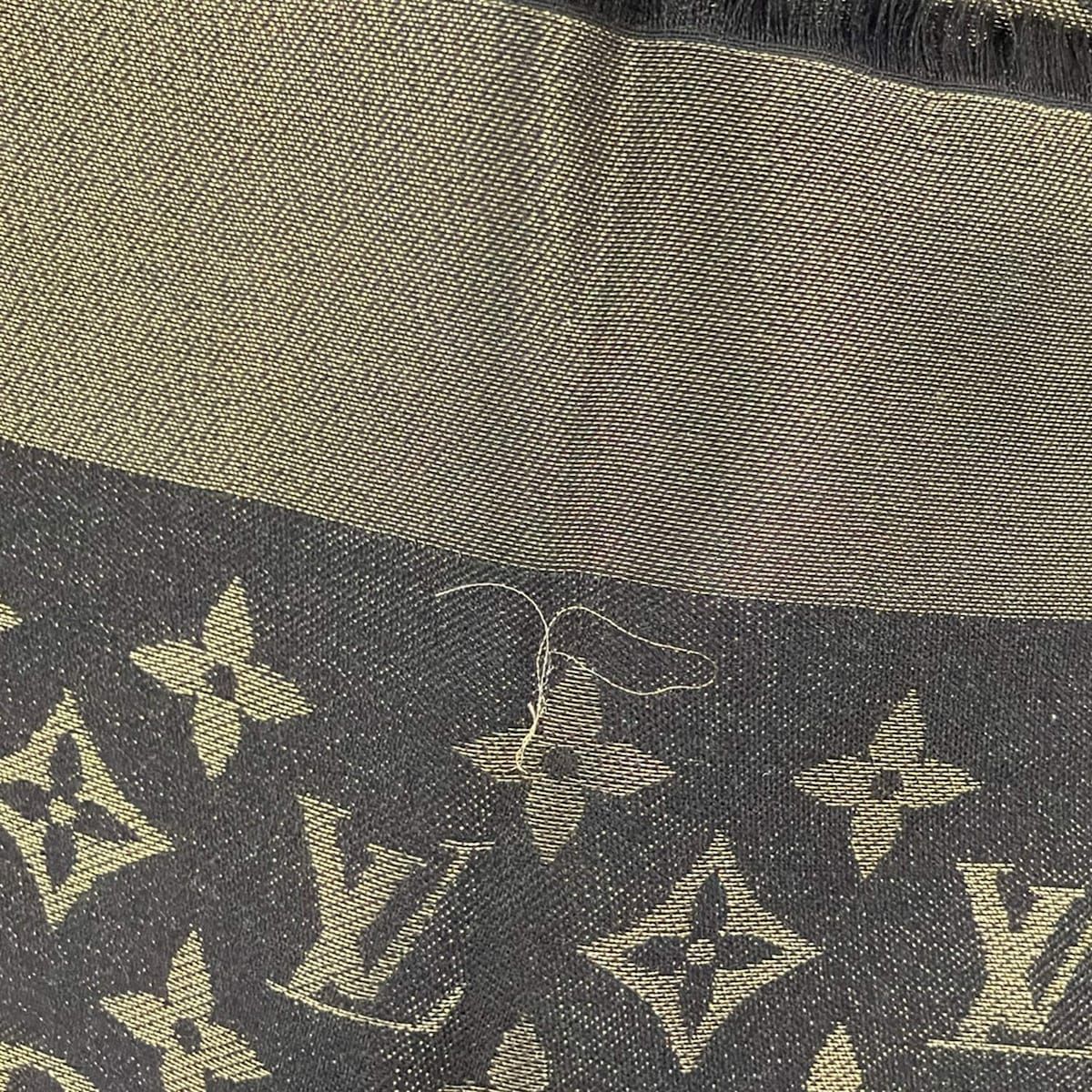 Louis Vuitton Shawl Monogram Lurex Brown Wool Silk Scarf — view 6
