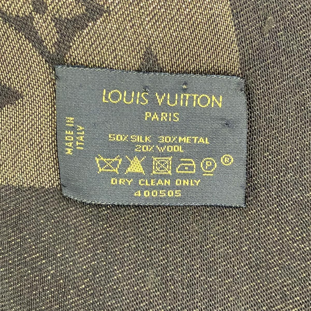 Louis Vuitton Shawl Monogram Lurex Brown Wool Silk Scarf — view 2