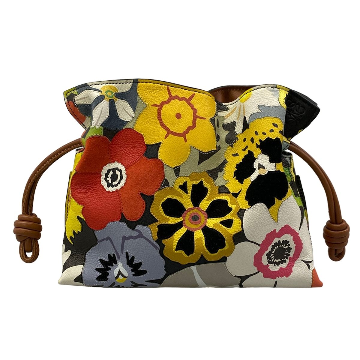 Loewe Clutch Flamenco Mini Black Yellow Multi Joe Brainard Panji Floral Pattern