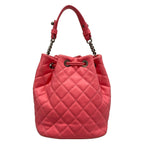 Chanel Handbag Quilted Pink Vintage Silver Drawstring Lambskin — view 3