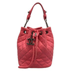 Chanel Handbag Quilted Pink Vintage Silver Drawstring Lambskin